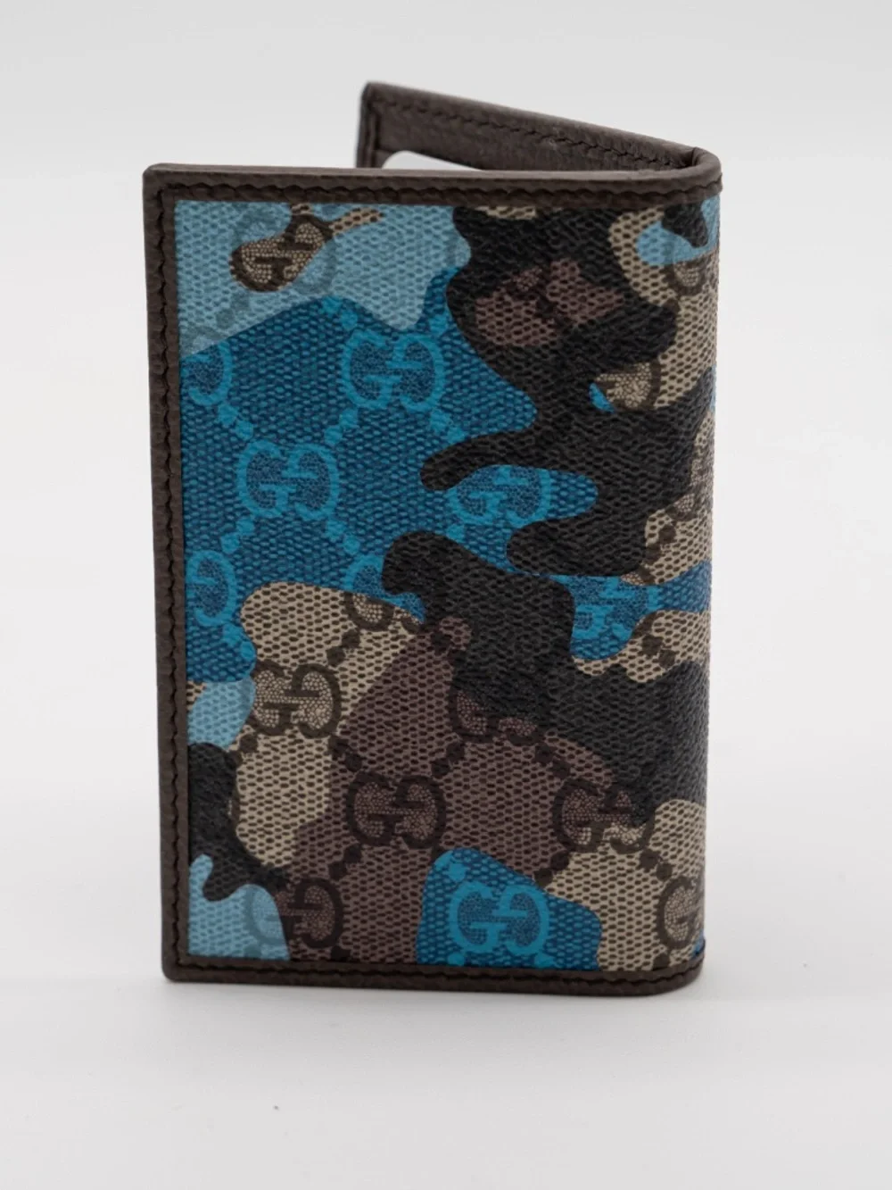 Gucci Long Card Case Wallet GG Monogram Marbled Blue Camo Canvas